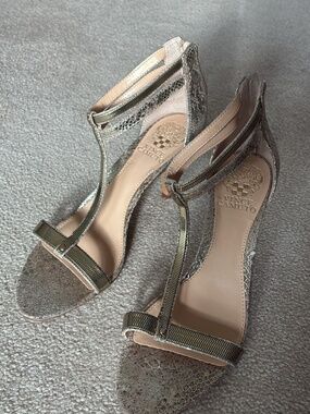 Gold faux lizard sandals